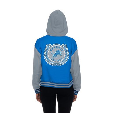 Women's New Era Blue Detroit Lions Throwback Full-Snap Hooded Jacket