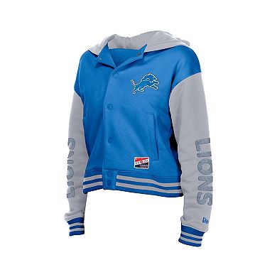 Women's New Era Blue Detroit Lions Throwback Full-Snap Hooded Jacket