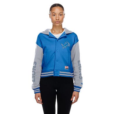 Women's New Era Blue Detroit Lions Throwback Full-Snap Hooded Jacket