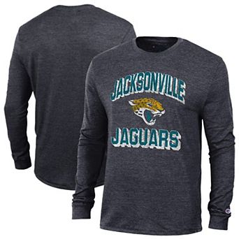 Men's Champion Heather Black Jacksonville Jaguars Ultimate Tri-Blend Long Sleeve T-Shirt