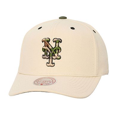 Unisex Mitchell & Ness Cream New York Mets Camo Logo Pro Crown Snapback Hat