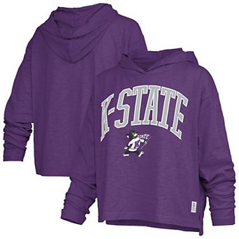 Women's Pressbox Purple Kansas State Wildcats Nelson Arch Over Logo Long Sleeve Hooded T-Shirt