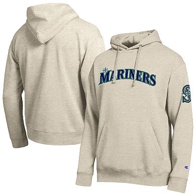 Men's Champion Oatmeal Seattle Mariners All Star Chenille Patch Hoodie