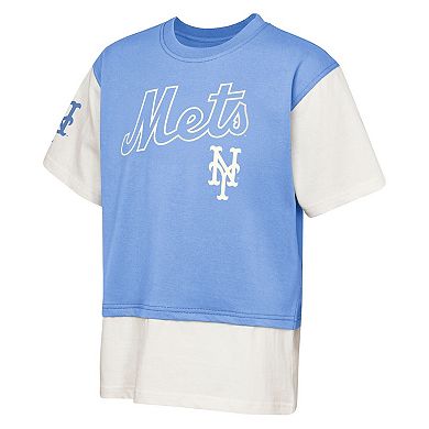 Youth Outerstuff Royal/Cream New York Mets Ultimate Pastels Premium Double Run T-Shirt