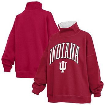 Women's Pressbox Crimson Indiana Hoosiers Oversized Mock Neck Sweatshirt