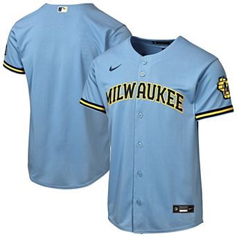 Youth Nike Powder Blue Milwaukee Brewers Road Stadium Jersey