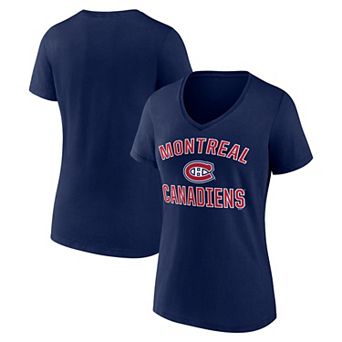 Women's Logo Athletic Navy Montreal Canadiens Arch Victory V-Neck T-Shirt