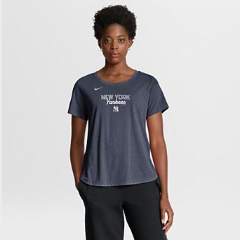 Women's Nike Heather Navy New York Yankees Arched Tri-Blend T-Shirt