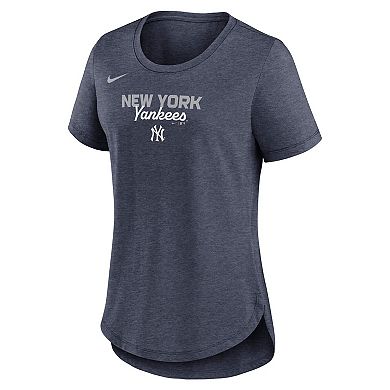 Women's Nike Heather Navy New York Yankees Arched Tri-Blend T-Shirt