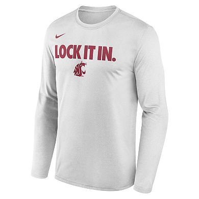 Men's Nike White Washington State Cougars 2026 On-Court Bench Long Sleeve T-Shirt