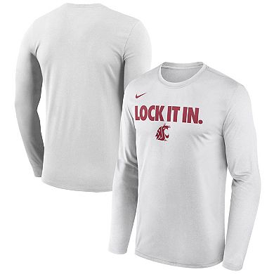 Men's Nike White Washington State Cougars 2026 On-Court Bench Long Sleeve T-Shirt
