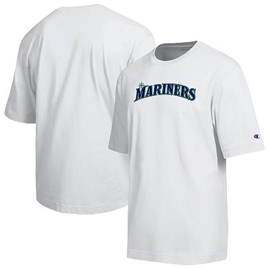 Men's Champion White Seattle Mariners All Star Arched Chenille Wordmark T-Shirt