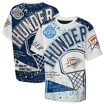 Youth Outerstuff Cream Oklahoma City Thunder Top Player All-Over-Print T-Shirt