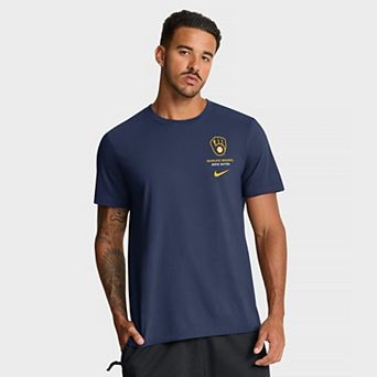 Men's Nike Navy Milwaukee Brewers Primetime 2-Hit T-Shirt