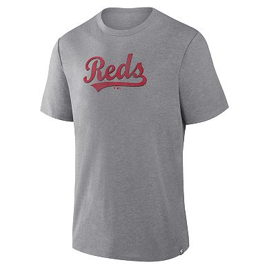 Men's Fanatics Heather Gray Cincinnati Reds Play Tribute Tri-Blend T-Shirt
