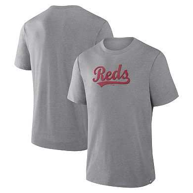 Men's Fanatics Heather Gray Cincinnati Reds Play Tribute Tri-Blend T-Shirt