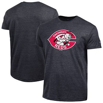 Men's Champion Black Cincinnati Reds Cooperstown Logo Tri-Blend T-Shirt