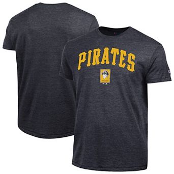 Men's Champion Black Pittsburgh Pirates Cooperstown Wordmark Lockup Tri-Blend T-Shirt