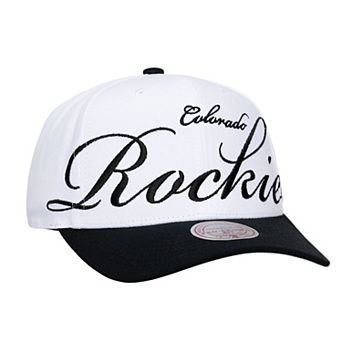 Unisex Mitchell & Ness White/Black Colorado Rockies XL Script Pro Crown Snapback Hat