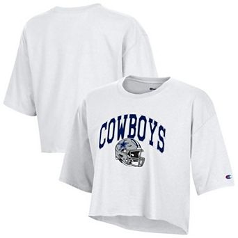 Women's Champion White Dallas Cowboys Boyfriend Cropped T-Shirt