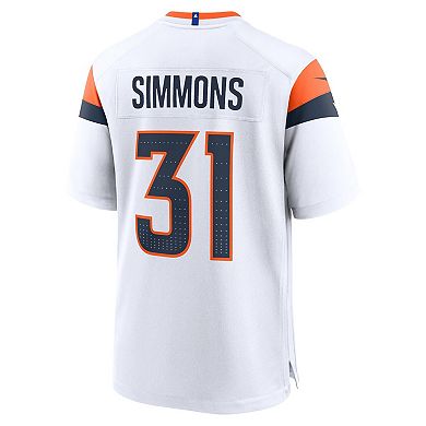 Men's Nike Justin Simmons White Denver Broncos Game Jersey
