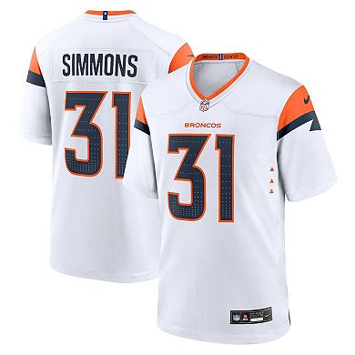 Men's Nike Justin Simmons White Denver Broncos Game Jersey