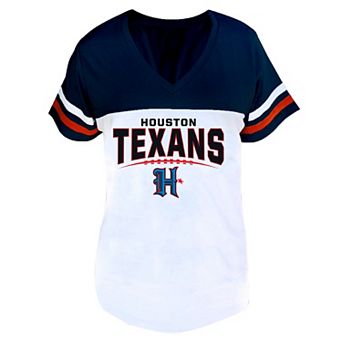 Women's Profile Navy/White Houston Texans Plus Size Split Body V-Neck T-shirt