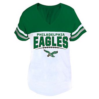 Women's Profile Kelly Green/White Philadelphia Eagles Plus Size Split Body V-Neck T-shirt