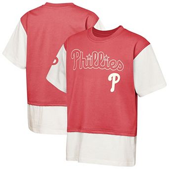 Youth Outerstuff Red/Cream Philadelphia Phillies Ultimate Pastels Premium Double Run T-Shirt