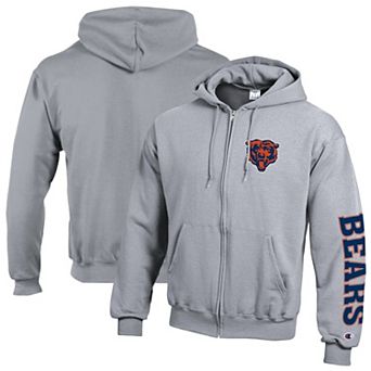 Men's Champion Heather Gray Chicago Bears Powerblend Fleece Full-Zip Hoodie