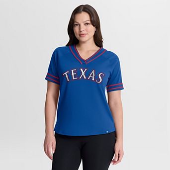Women's Fanatics Royal Texas Rangers Diva Race Ahead Raglan V-Neck T-Shirt