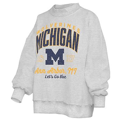 Women's Pressbox Gray Michigan Wolverines Reversible Sweatshirt
