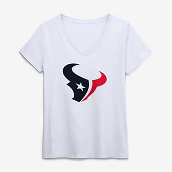 Women's Logo Athletic White Houston Texans Primary Logo V-Neck T-Shirt