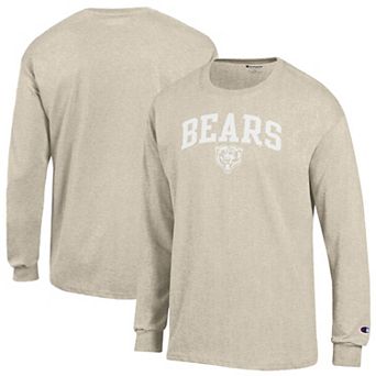 Men's Champion Oatmeal Chicago Bears White Ink Jersey Long Sleeve T-Shirt