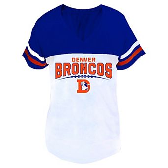 Women's Profile Royal/White Denver Broncos Plus Size Split Body V-Neck T-shirt