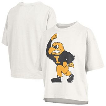 Women's Pressbox White Iowa Hawkeyes Big Canvas Puff Castillo Motley T-Shirt