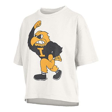 Women's Pressbox White Iowa Hawkeyes Big Canvas Puff Castillo Motley T-Shirt