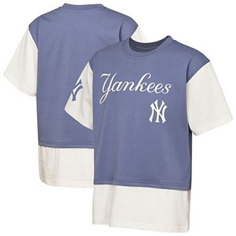 Youth Outerstuff Navy/Cream New York Yankees Ultimate Pastels Premium Double Run T-Shirt