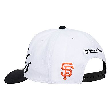 Unisex Mitchell & Ness White/Black San Francisco Giants XL Script Pro Crown Adjustable Hat