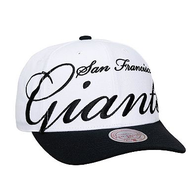 Unisex Mitchell & Ness White/Black San Francisco Giants XL Script Pro Crown Adjustable Hat