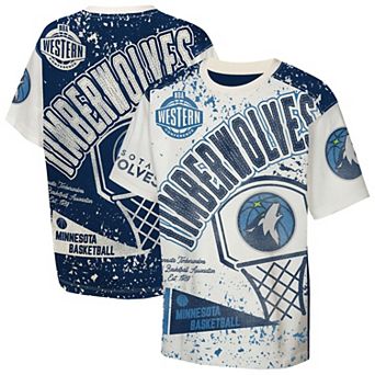 Youth Outerstuff Cream Minnesota Timberwolves Top Player All-Over-Print T-Shirt