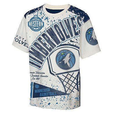 Youth Outerstuff Cream Minnesota Timberwolves Top Player All-Over-Print T-Shirt