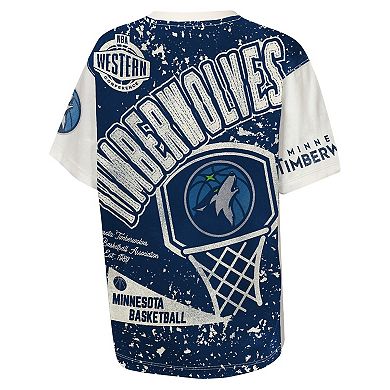 Youth Outerstuff Cream Minnesota Timberwolves Top Player All-Over-Print T-Shirt