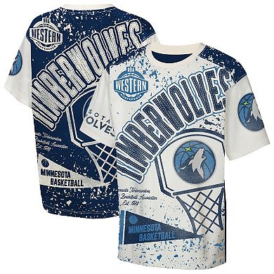 Youth Outerstuff Cream Minnesota Timberwolves Top Player All-Over-Print T-Shirt