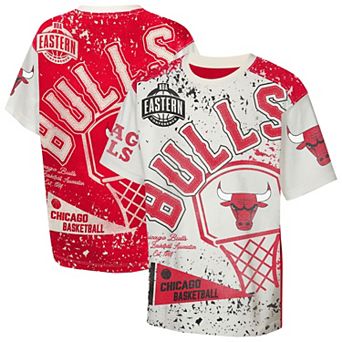 Youth Outerstuff Cream Chicago Bulls Top Player All-Over-Print T-Shirt