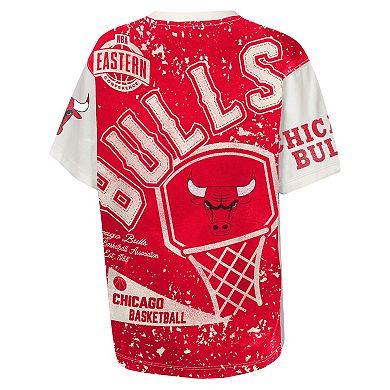 Youth Outerstuff Cream Chicago Bulls Top Player All-Over-Print T-Shirt