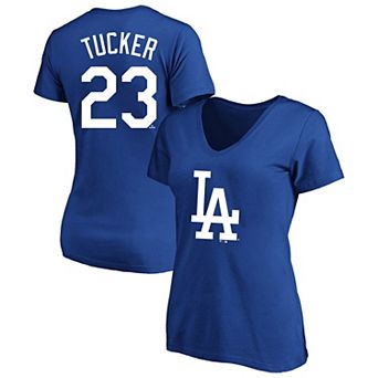 Women's Profile Kyle Tucker Royal Los Angeles Dodgers Plus Size Name & Number V-Neck T-Shirt