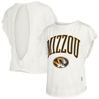 Women's Pressbox Cream Missouri Tigers Nelson Movement Open Back Slub T-Shirt