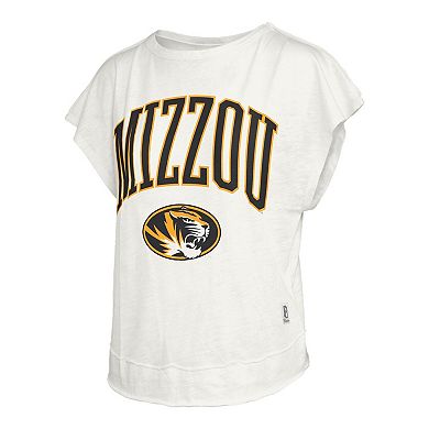 Women's Pressbox Cream Missouri Tigers Nelson Movement Open Back Slub T-Shirt