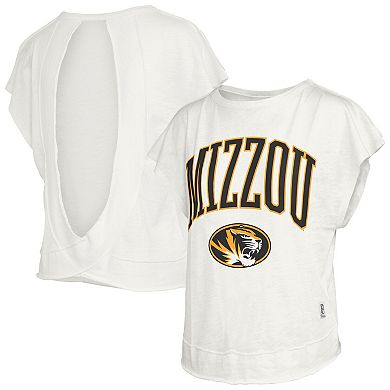 Women's Pressbox Cream Missouri Tigers Nelson Movement Open Back Slub T-Shirt